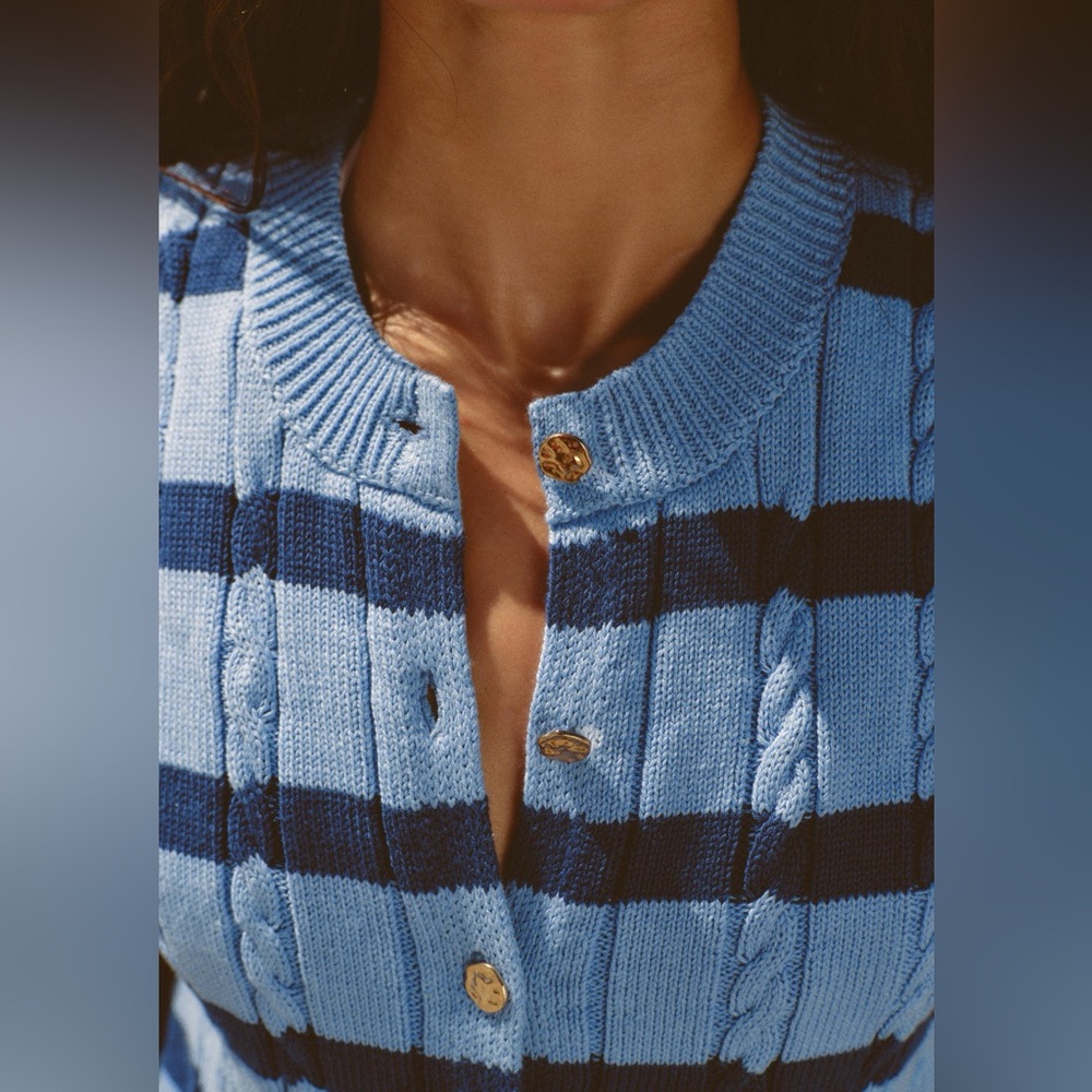 NWT Zara Striped Woven Knit Top - Picture 4 of 8